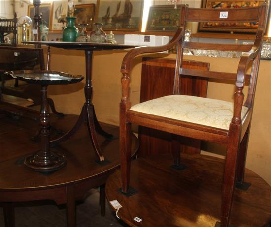 Regency elbow chair and two tables